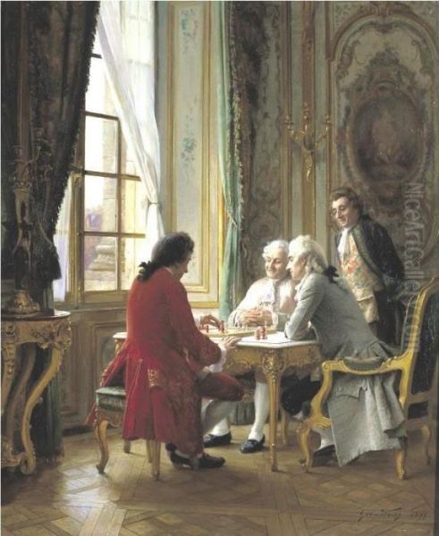 The Chess Game Oil Painting by Georges Emile, Geo Weiss