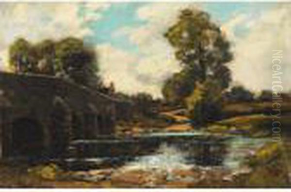 Bridge Over Arun; The Chalk Pit Oil Painting by Jose Weiss