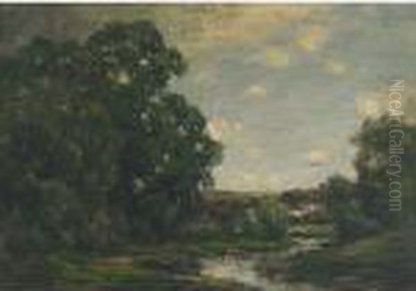 Landscape And Stream Oil Painting by Jose Weiss