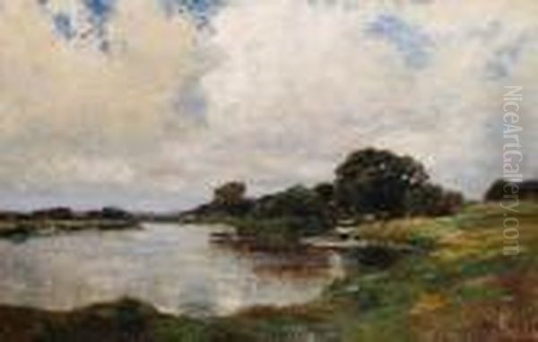 River Landscape Oil Painting by Jose Weiss