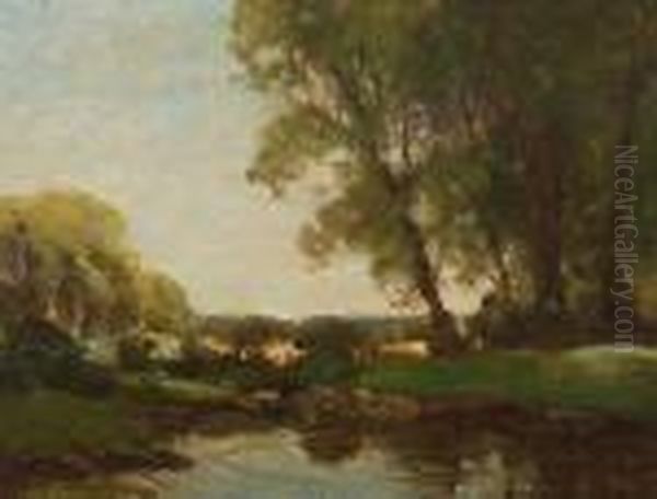 River Landscape Oil Painting by Jose Weiss