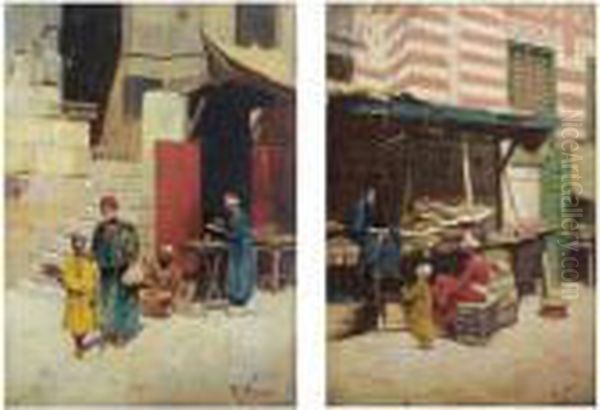 Orientalist Street Scenes Oil Painting by Rudolf Johann Weiss