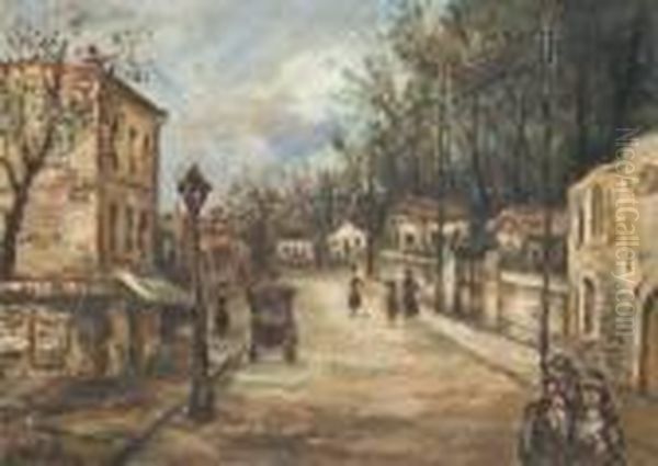 Scene De Rue Oil Painting by Leon Weissberg