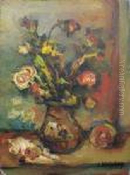 Fleurs Et Pommes Oil Painting by Leon Weissberg