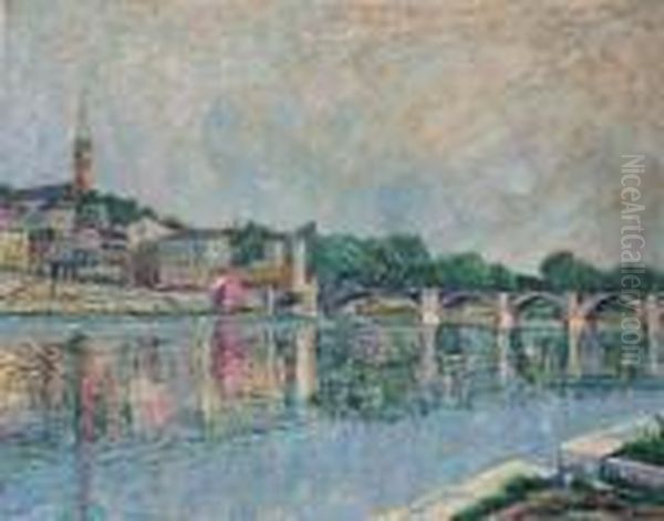 Le Pont Sur La Seine (ca.1926) Oil Painting by Leon Weissberg