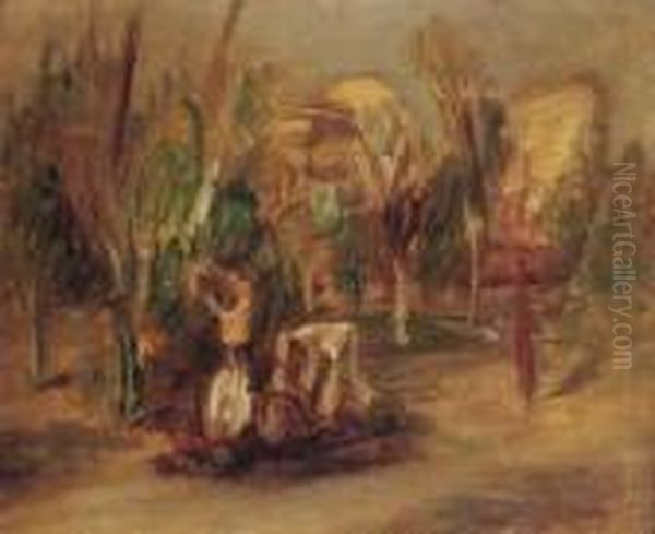 Fruit Picking Oil Painting by Leon Weissberg