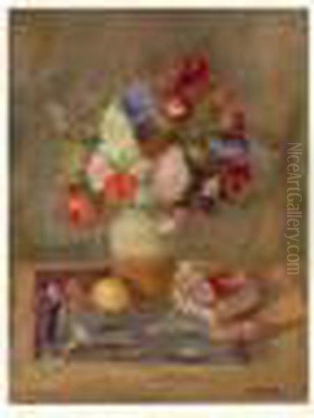 Nature Morte Au Vase De Fleurs, Circa 1934 Oil Painting by Leon Weissberg