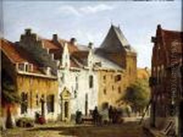 [ruelle De Village Animee] Oil Painting by Jan Weissenbruch