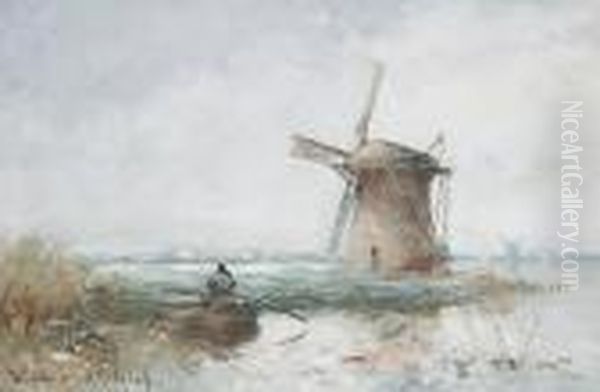 Landscape With Windmill Oil Painting by Willem Johannes Weissenbruch