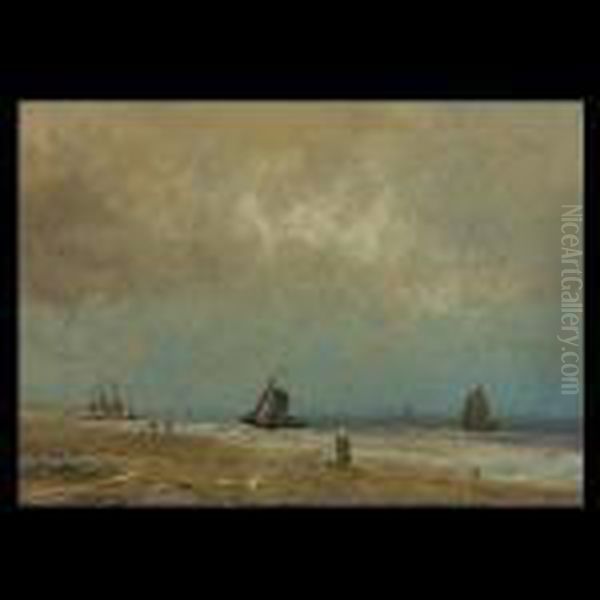 Beach Scene Oil Painting by Willem Johannes Weissenbruch