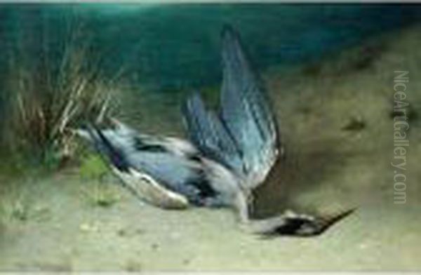 A Heron Oil Painting by Willem Johannes Weissenbruch