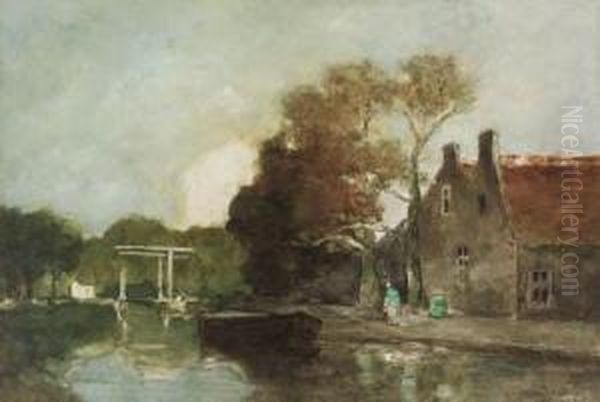 An Autumn Day On The Canal Oil Painting by Willem Johannes Weissenbruch