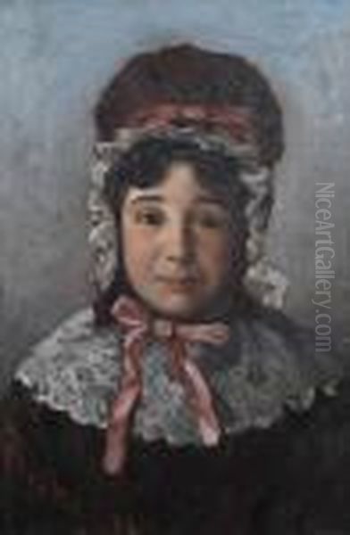 Portrait Of A Girl Oil Painting by Thaddeus Welch