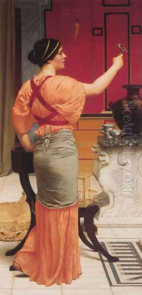 Lesbia With Her Sparrow Oil Painting by John William Godward