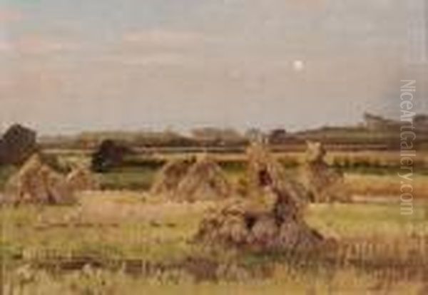 Haystacks Oil Painting by William Page Atkinson Wells