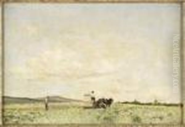 Ploughing Oil Painting by William Page Atkinson Wells