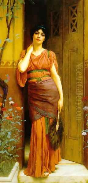 At the Garden Door Oil Painting by John William Godward