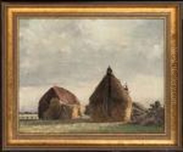 Haystacks Oil Painting by William Page Atkinson Wells