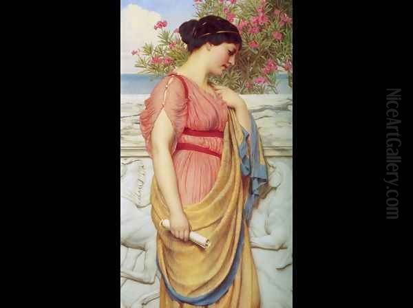 Sappho Oil Painting by John William Godward