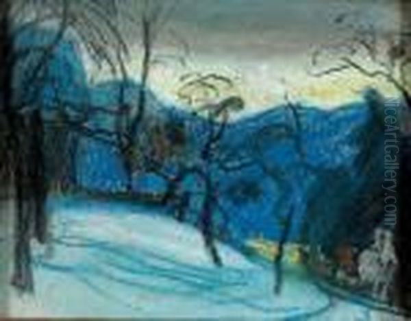 Winterabend. Oil Painting by Albert Welti