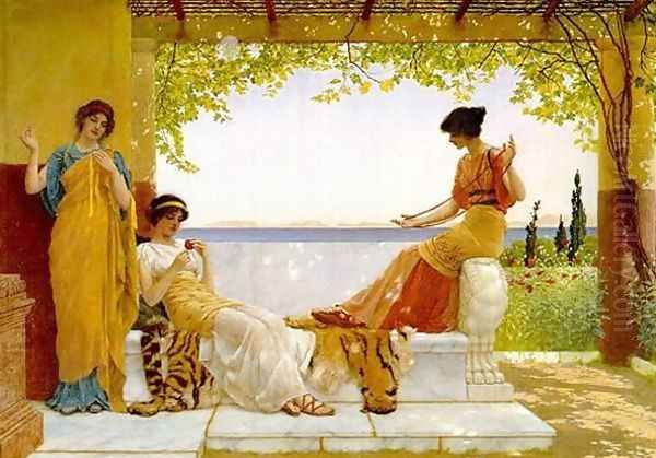 On the Balcony I Oil Painting by John William Godward