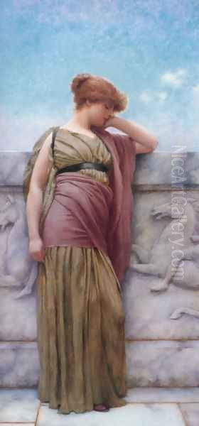 Leaning On The Balcony Oil Painting by John William Godward