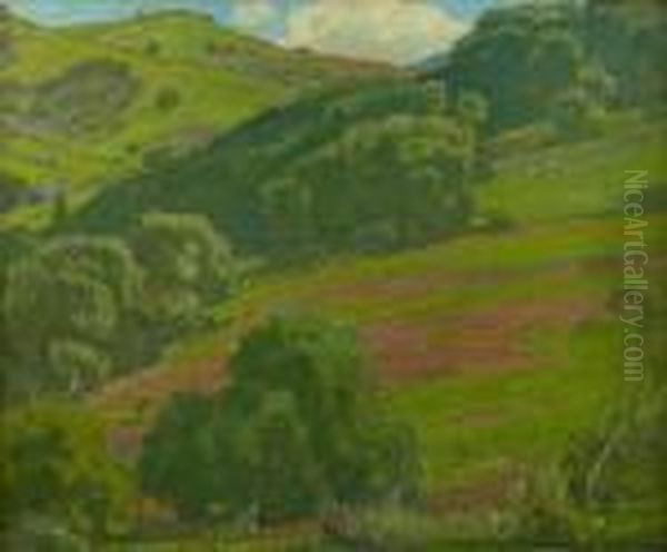 Trees Along The Foothills Oil Painting by William Wendt