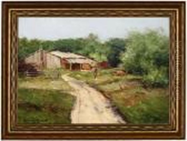 Ranch Structure And Road Oil Painting by William Wendt