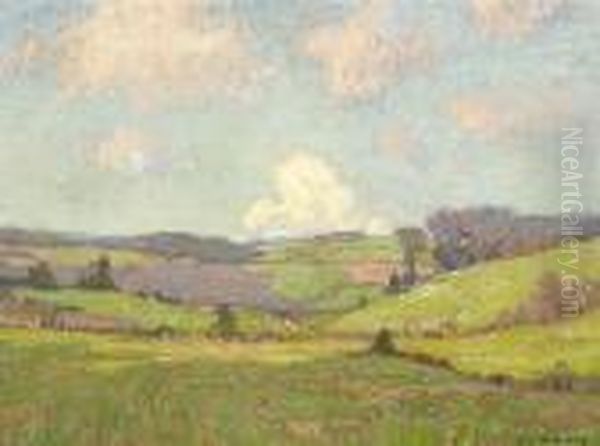 Passing Clouds Over Open Fields Oil Painting by William Wendt