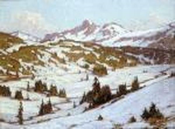 Winter - Mt. Rainier, Paradise Valley Oil Painting by William Wendt