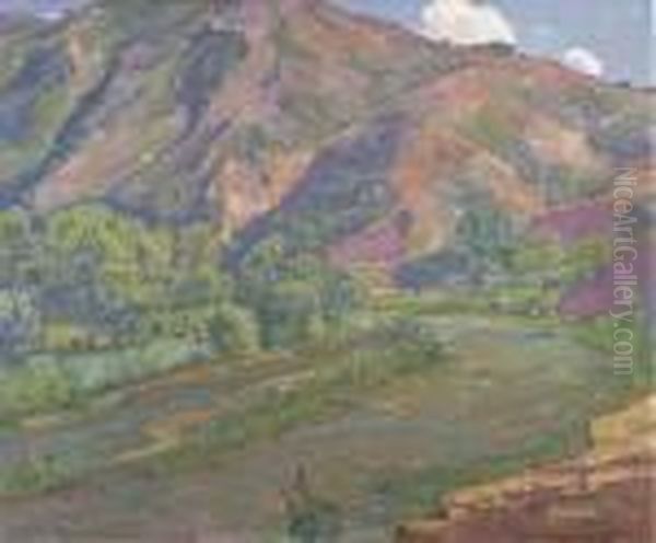 Brown And Green Oil Painting by William Wendt