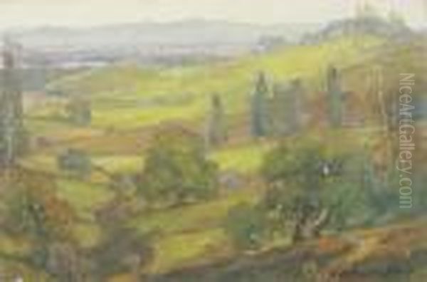 California Valley Oil Painting by William Wendt