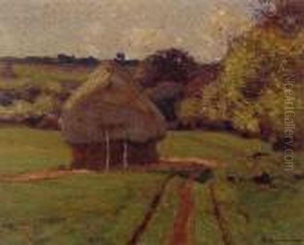 Haystack Oil Painting by William Wendt