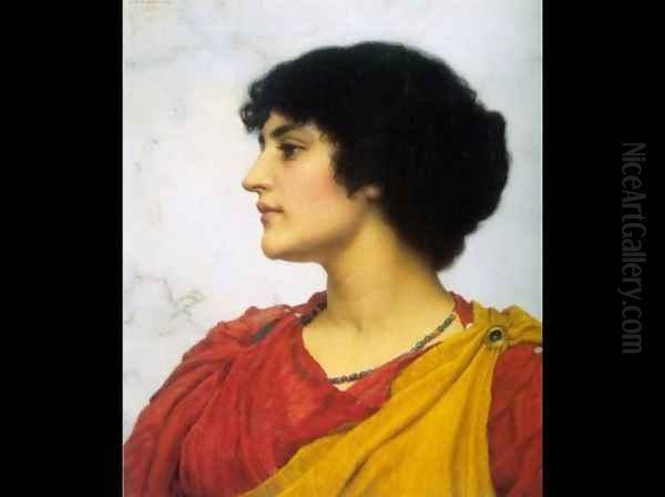 An Italian Girls' Head Oil Painting by John William Godward