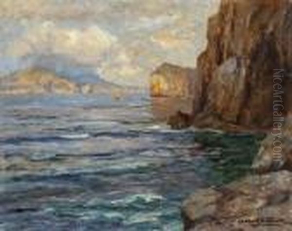 Felsige Kustenlandschaft Oil Painting by Albert Wenk