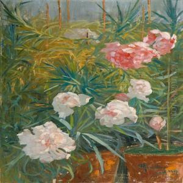 A Still Lifewith Flowers Oil Painting by Gunnar Gunnarsson Wennerberg