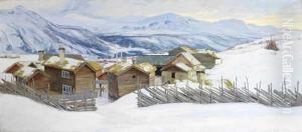 Vinter I Vaga Olje Pa Lerret Oil Painting by Niels Gustav Wentzel