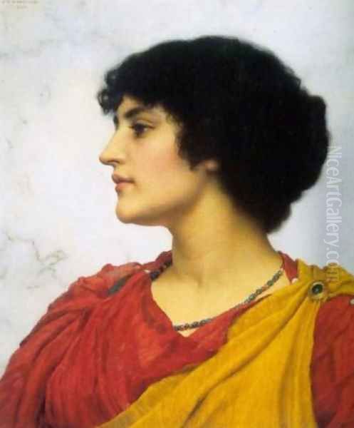 An Italian Girls' Head 2 Oil Painting by John William Godward