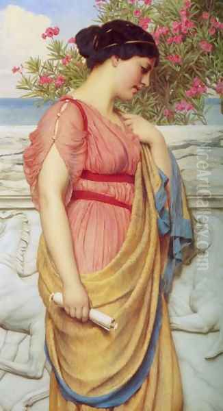 Sappho 2 Oil Painting by John William Godward