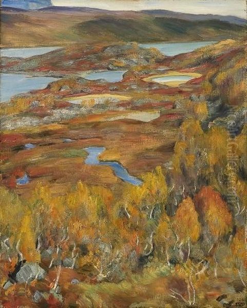 High Mountain, Fall Haugastol Oil Painting by Erik Werenskiold