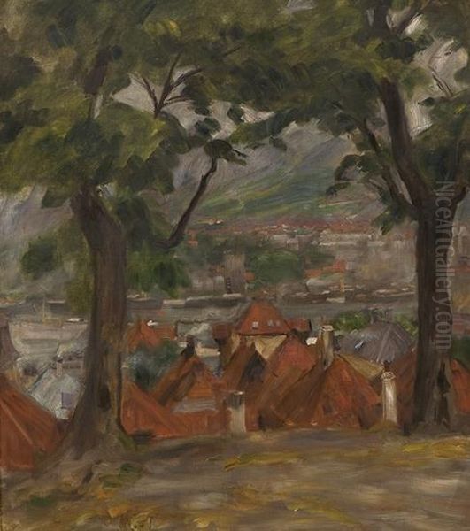 Vagen In Bergen Fromthe Convent Oil Painting by Erik Werenskiold