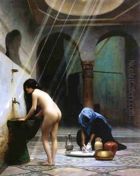 A Moorish Bath Turkish Woman Bathing No 2 Oil Painting by Jean-Leon Gerome