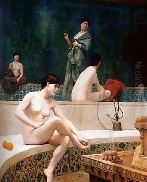 A Bath, Woman Bathing Her Feet (or Harem Pool) Oil Painting by Jean-Leon Gerome