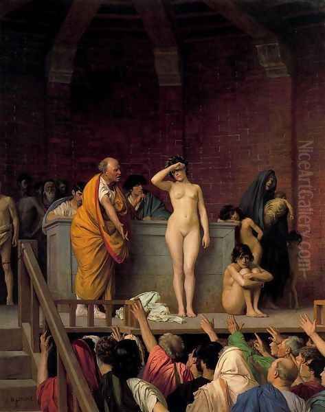 Slave Auction or Slave Market in Rome Oil Painting by Jean-Leon Gerome