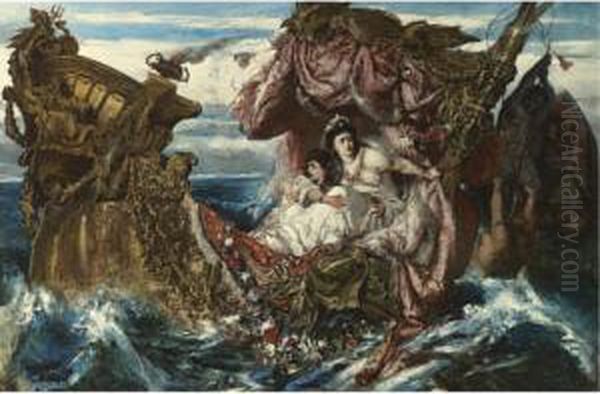 The Shipwreck Of Agrippina Oil Painting by Gustav Wertheimer