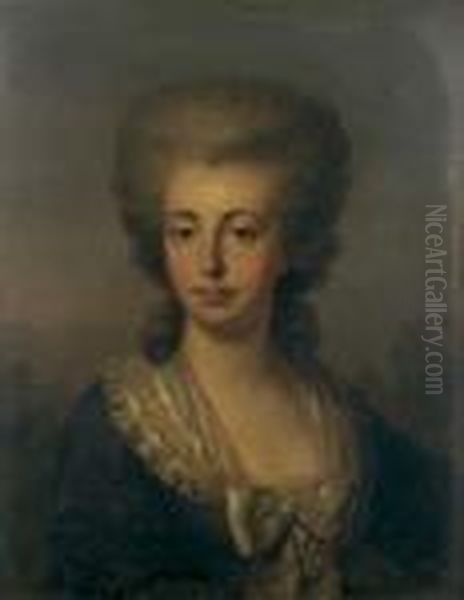 Portrait De Femme Au Noeud De Soie Oil Painting by Adolf Ulrik Wertmuller