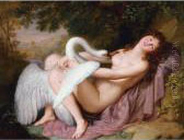 Leda And The Swan Oil Painting by Adolf Ulrik Wertmuller