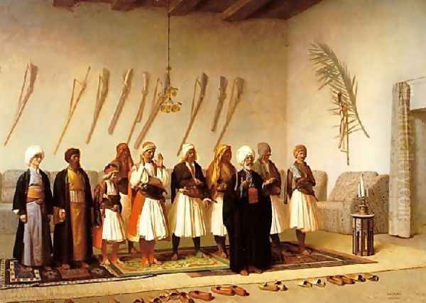 Prayer In The House Of An Arnaut Chief Oil Painting by Jean-Leon Gerome