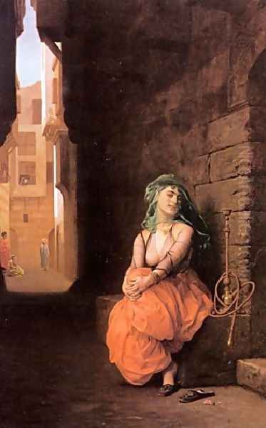 Arab Girl With Waterpipe Oil Painting by Jean-Leon Gerome