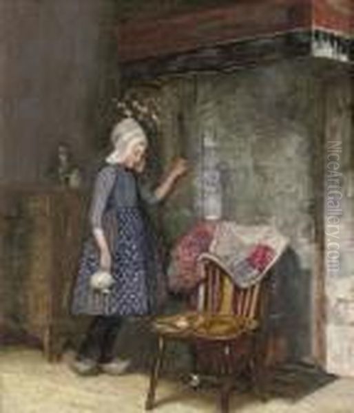 Stealing A Glance At The New Dress Oil Painting by Joseph Walter West